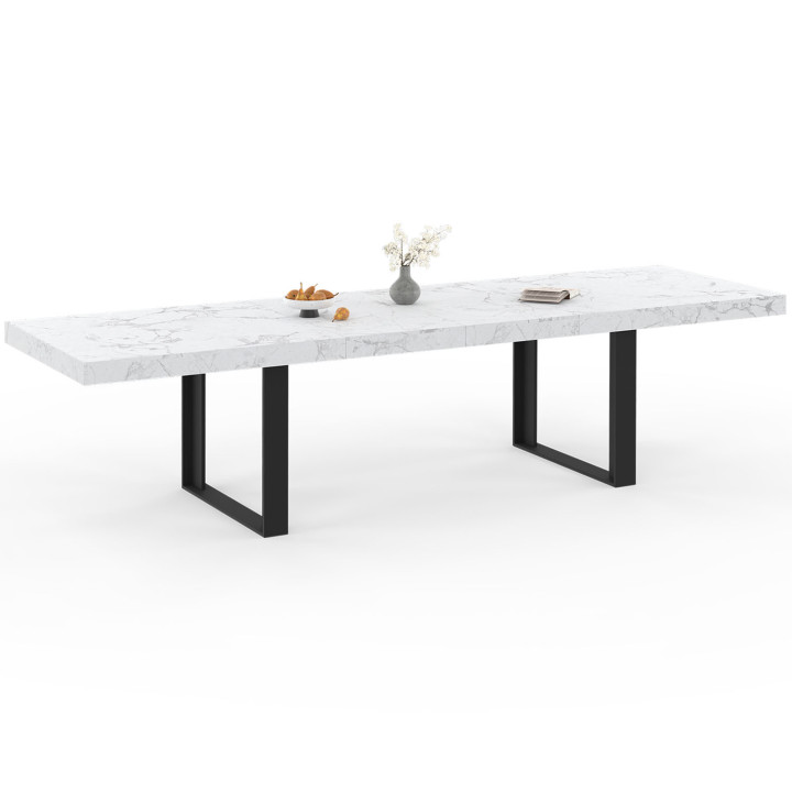 Tavolo da pranzo rettangolare allungabile con piano effetto marmo per 6-12 persone - ALASKA | IDMarket
