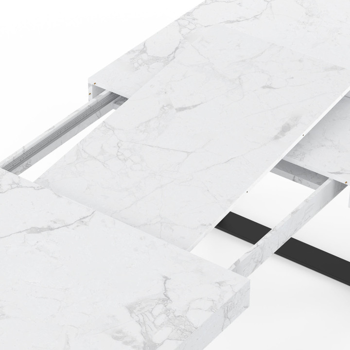 Tavolo da pranzo rettangolare allungabile con piano effetto marmo per 6-12 persone - ALASKA | IDMarket