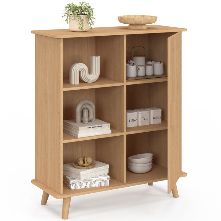 Credenza in legno effetto doghe e listelli 70cm 3 ripiani e credenza - JULIETTE | IDMarket