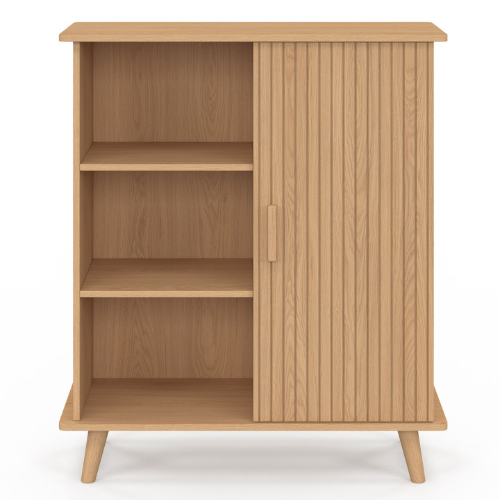 Credenza in legno effetto doghe e listelli 70cm 3 ripiani e credenza - JULIETTE | IDMarket