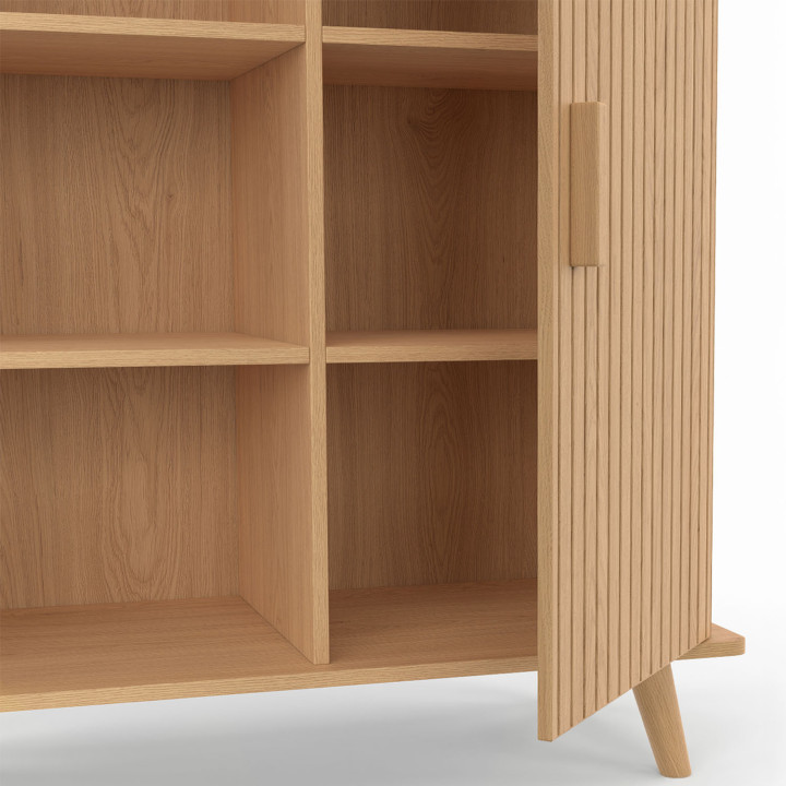 Credenza in legno effetto doghe e listelli 70cm 3 ripiani e credenza - JULIETTE | IDMarket