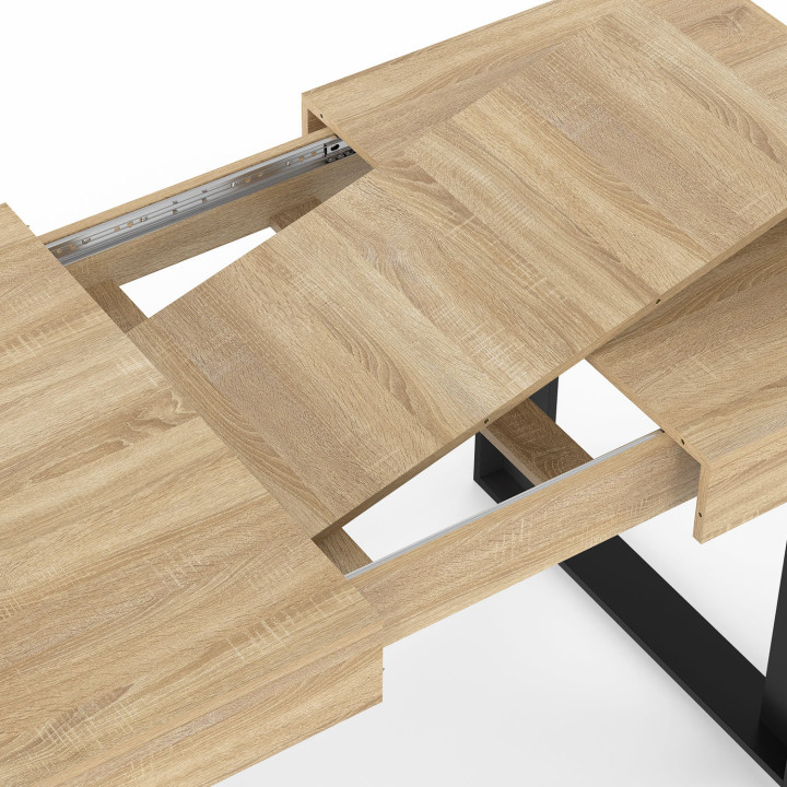 Tavolo da pranzo rettangolare allungabile in legno e nero da 4 a 6 persone - PHOENIX | IDMarket