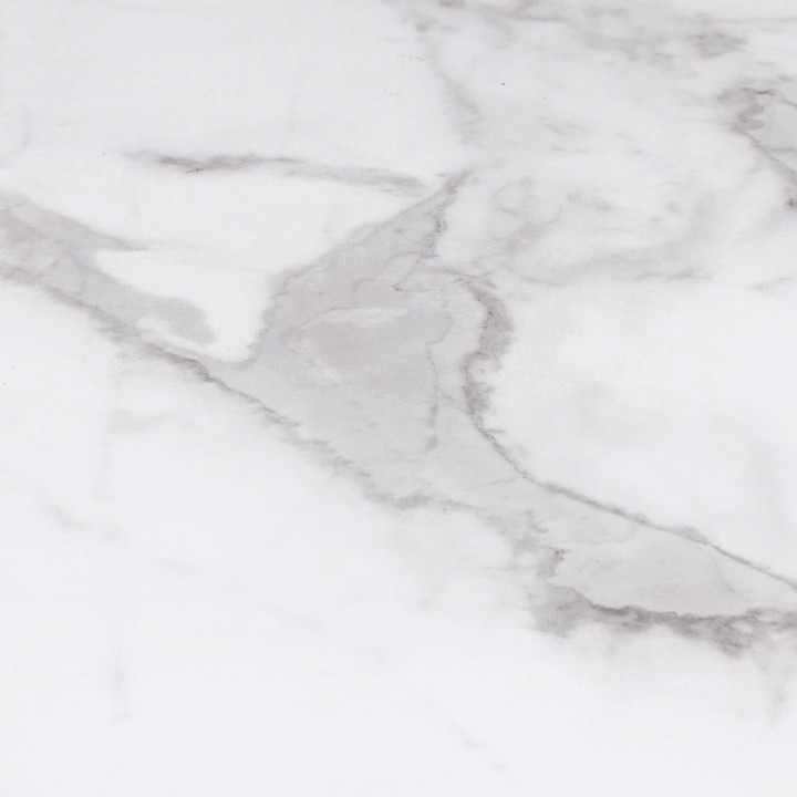 Tavolo da pranzo rotondo allungabile con piano effetto marmo bianco - ALASKA | IDMarket