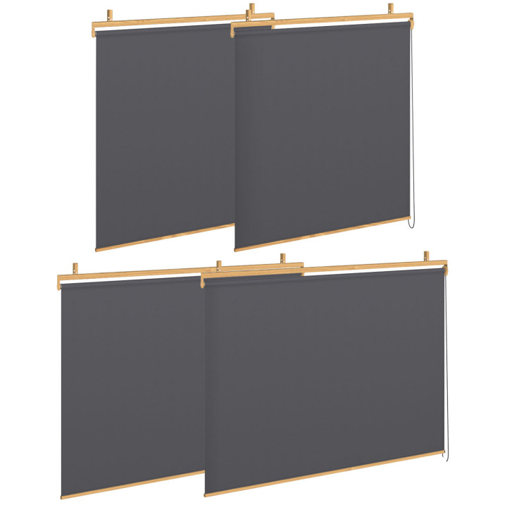 Pergola retrattile effetto legno 3x4M e 4 tende da sole grigio antracite | ID Market