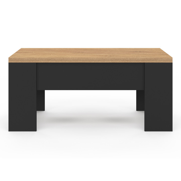 Tavolino rettangolare con piano sollevabile in legno nero e finto faggio - TARA | ID Market