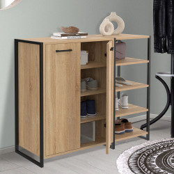 Scarpiera 12 paia 2 porte con 4 ripiani design industriale - LUIS | ID Market