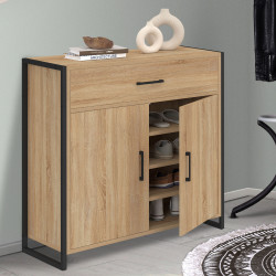 Scarpiera 12 paia 2 porte e 1 cassetto design industriale - LUIS | ID Market