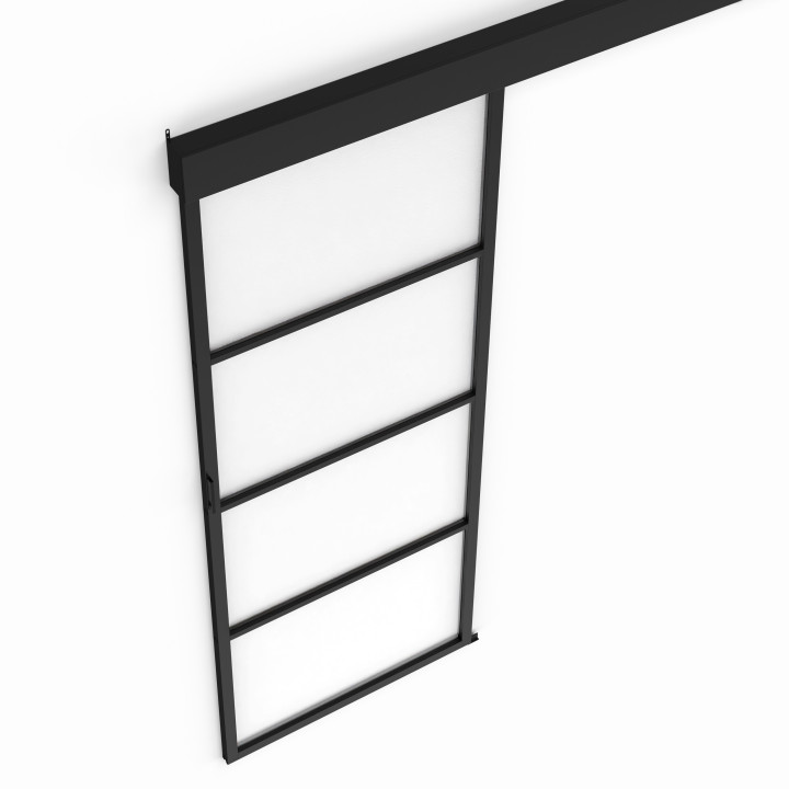 Kit porta scorrevole in metallo con vetro temperato IDMarket