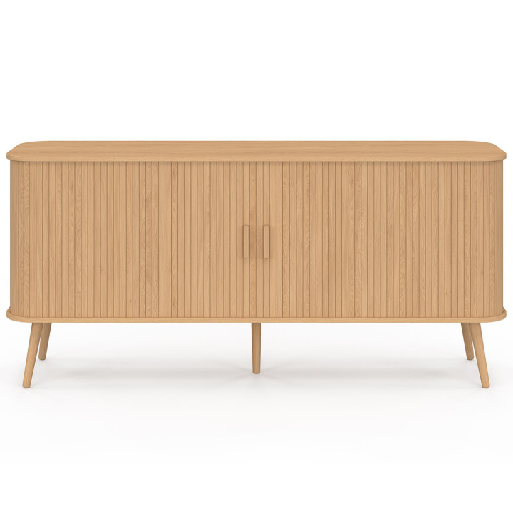 Credenza in legno 160cm colore rovere doghe XXL 2 ante scorrevoli - ROMIE | Zen Cart! IDMarket