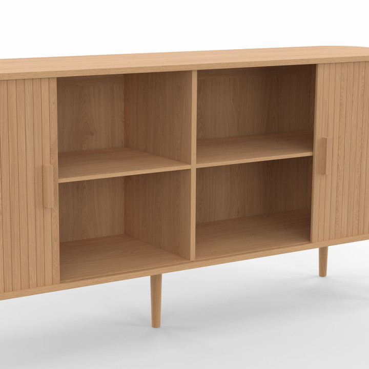 Credenza in legno 160cm colore rovere doghe XXL 2 ante scorrevoli - ROMIE | Zen Cart! IDMarket