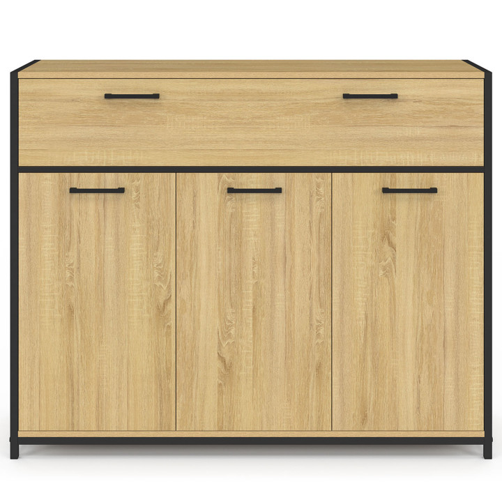 Credenza di design industriale 100 cm 3 ante e 1 cassetto - DETROIT | DETROIT IDMarket