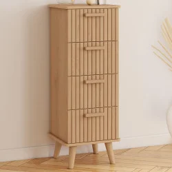 Comò a doghe in legno di rovere - mobile 4 cassetti 30 cm - JULIETTE | IDMarket