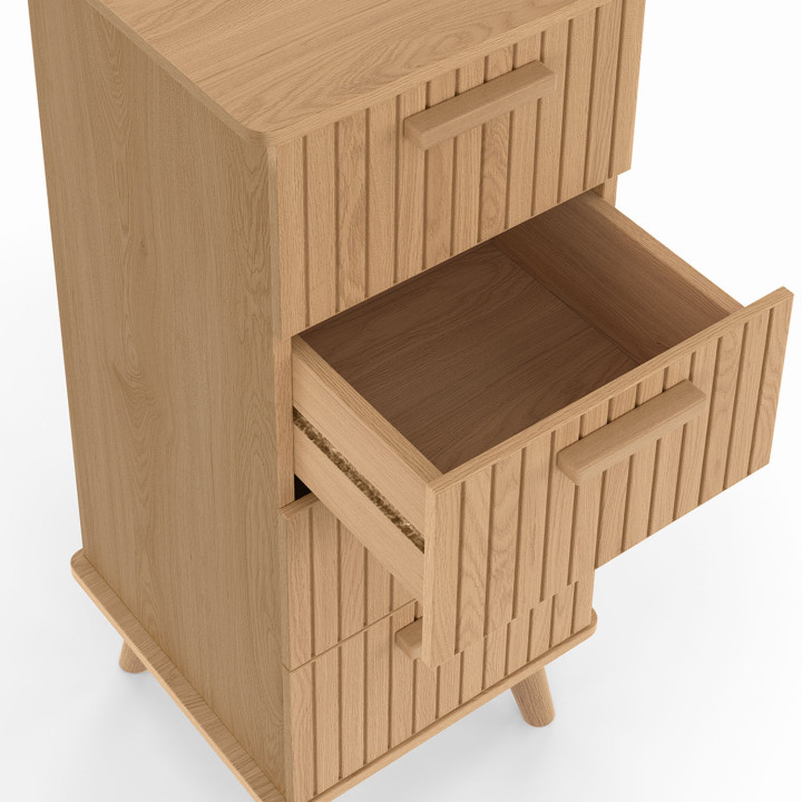 Comò a doghe in legno di rovere - mobile 4 cassetti 30 cm - JULIETTE | IDMarket