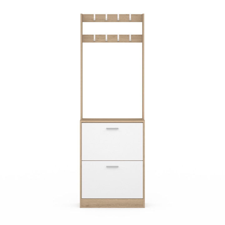 Scarpiera da corridoio a 2 ante effetto legno e bianco - KLARK | The Art of Living IDMarket