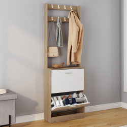 Scarpiera da corridoio a 2 ante effetto legno e bianco - KLARK | The Art of Living IDMarket