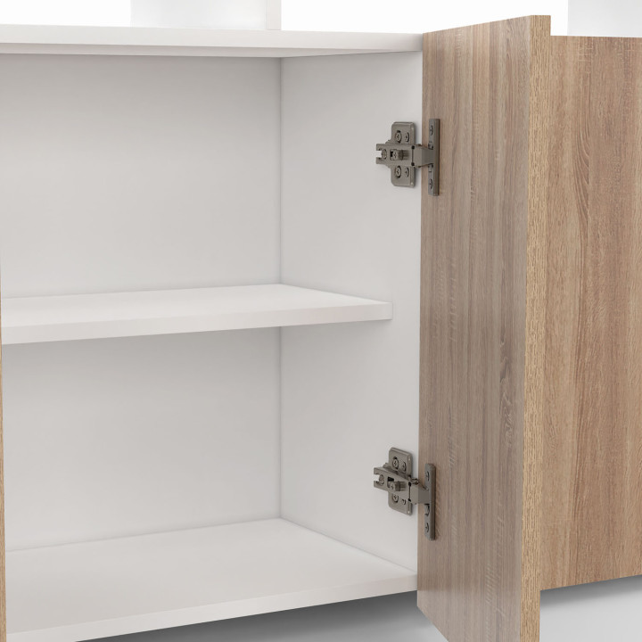 Credenza a 3 ante in legno e bianco con LED - ELIGHT | Zen Cart! IDMarket