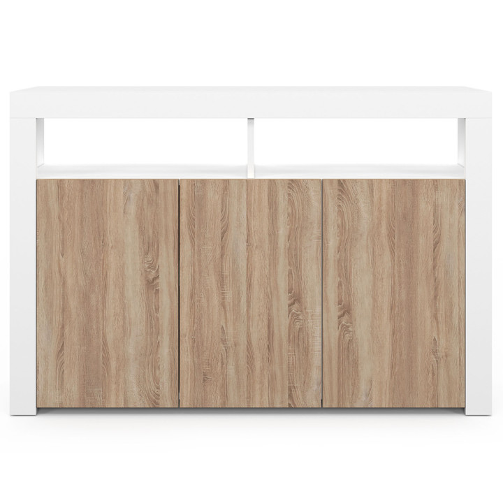 Credenza a 3 ante in legno e bianco con LED - ELIGHT | Zen Cart! IDMarket