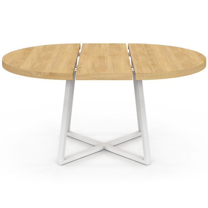 Tavolo da pranzo rotondo allungabile 4-8 persone in legno e bianco - SELMA | IDMarket