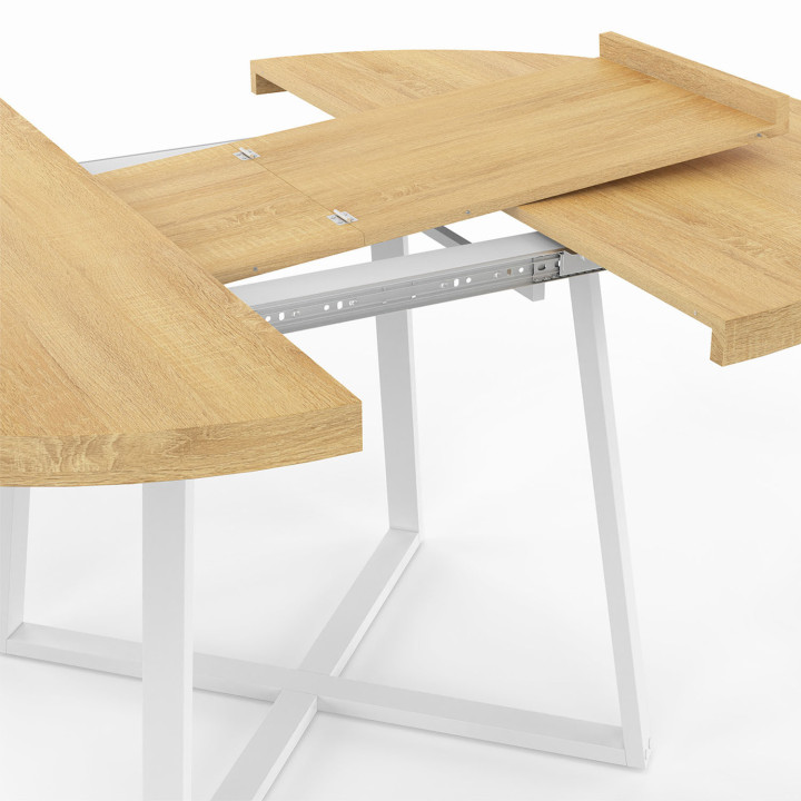 Tavolo da pranzo rotondo allungabile 4-8 persone in legno e bianco - SELMA | IDMarket