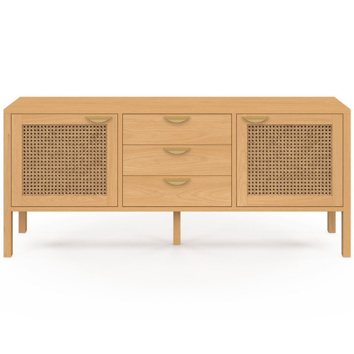 Credenza bassa 140cm in legno e canna da zucchero 2 ante 3 cassetti - EDHEN | IDMarket