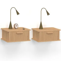 Comodini a muro a 1 cassetto con doghe in legno - JULIETTE | IDMarket