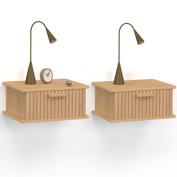 Comodini a muro a 1 cassetto con doghe in legno - JULIETTE | IDMarket