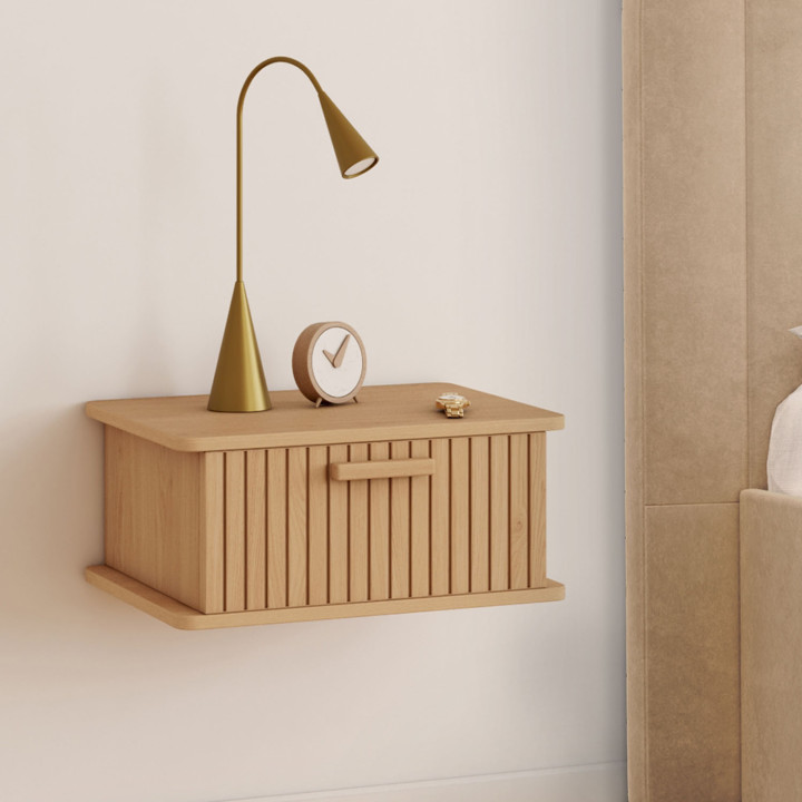 Comodini a muro a 1 cassetto con doghe in legno - JULIETTE | IDMarket