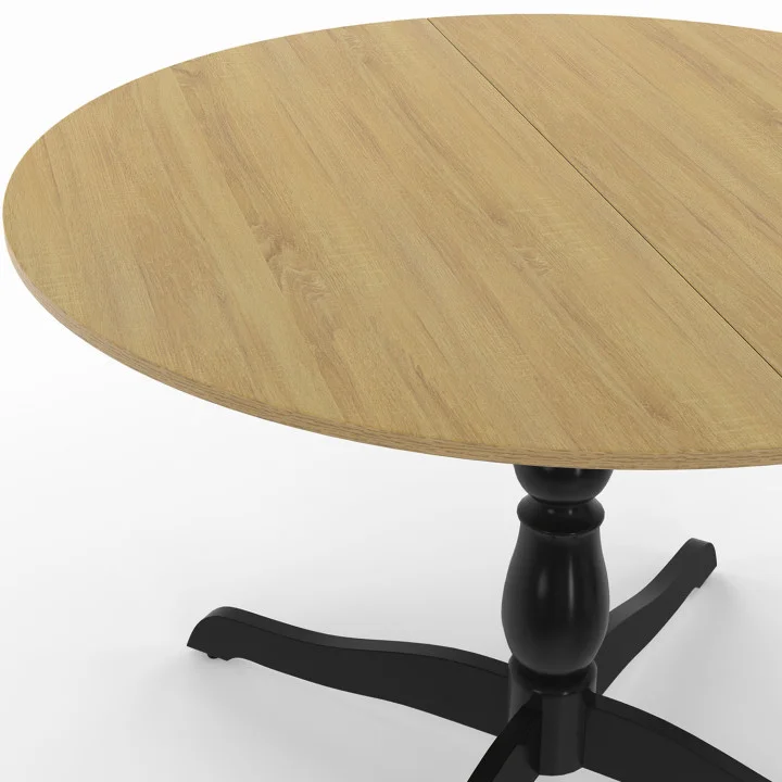 Tavolo da pranzo rotondo in legno di faggio e nero per 4-6 persone 110 cm - MARIE | IDMarket
