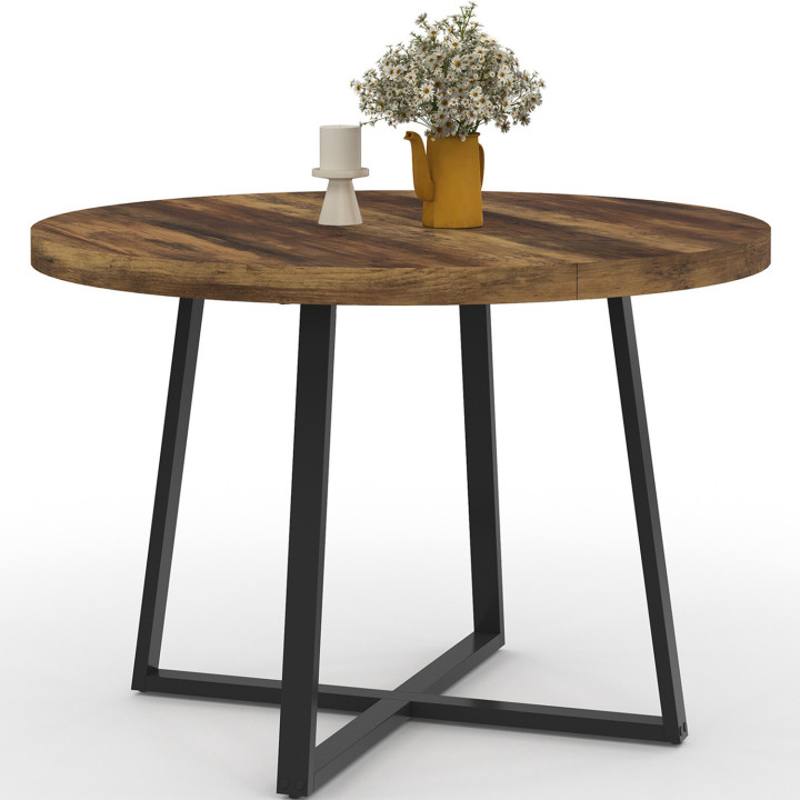 Tavolo da pranzo rotondo in legno scuro per 4 persone - SELMA | IDMarket