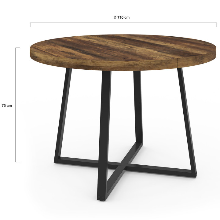Tavolo da pranzo rotondo in legno scuro per 4 persone - SELMA | IDMarket