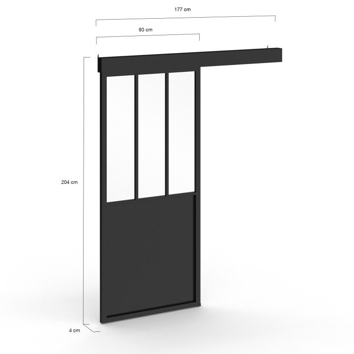 Kit porta scorrevole in vetro temperato metallico con MDF | IDMarket