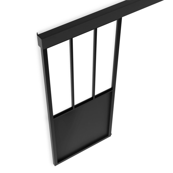 Kit porta scorrevole in vetro temperato metallico con MDF | IDMarket