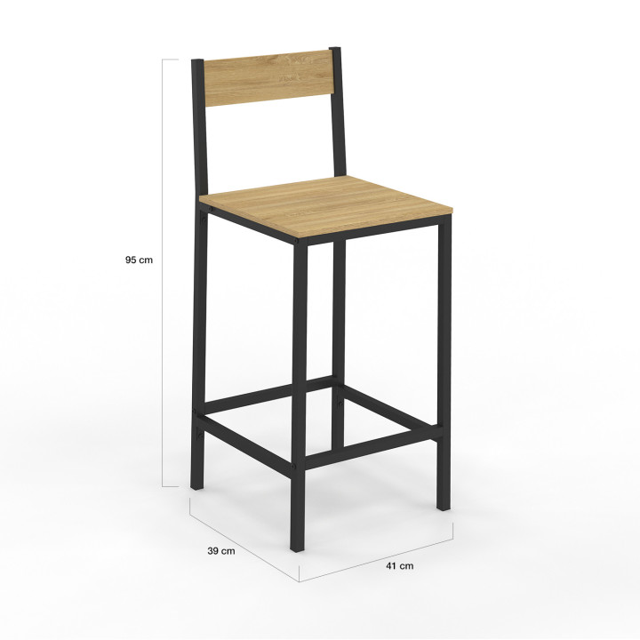 Sgabelli da bar con schienale dal design industriale - DETROIT | IDMarket