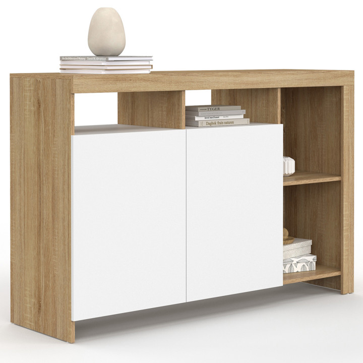Credenza in legno con ante bianche 110cm - MALO | IDMarket