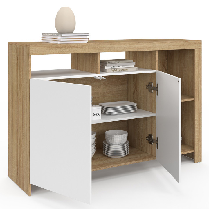 Credenza in legno con ante bianche 110cm - MALO | IDMarket