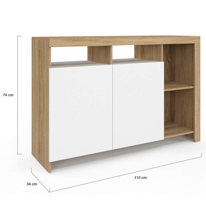 Credenza in legno con ante bianche 110cm - MALO | IDMarket