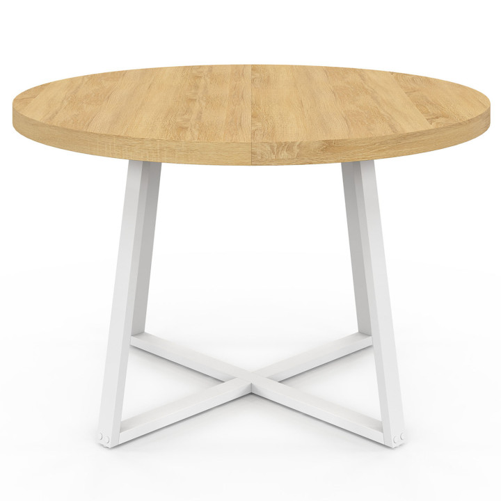 Tavolo da pranzo rotondo in legno e bianco per 4-6 persone - SELMA | IDMarket