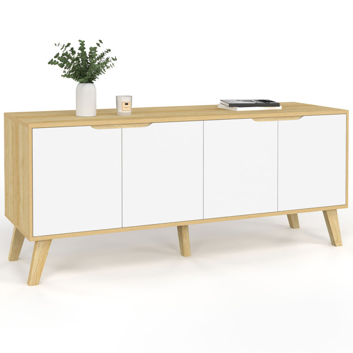 Credenza bassa scandinava con 4 ante bianche - FINN | Zen Cart! IDMarket