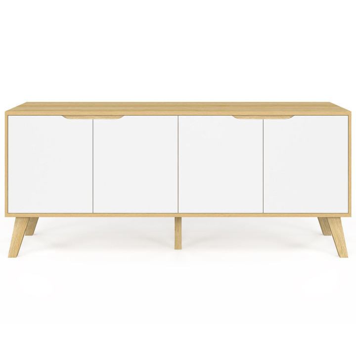 Credenza bassa scandinava con 4 ante bianche - FINN | Zen Cart! IDMarket