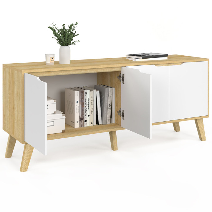 Credenza bassa scandinava con 4 ante bianche - FINN | Zen Cart! IDMarket