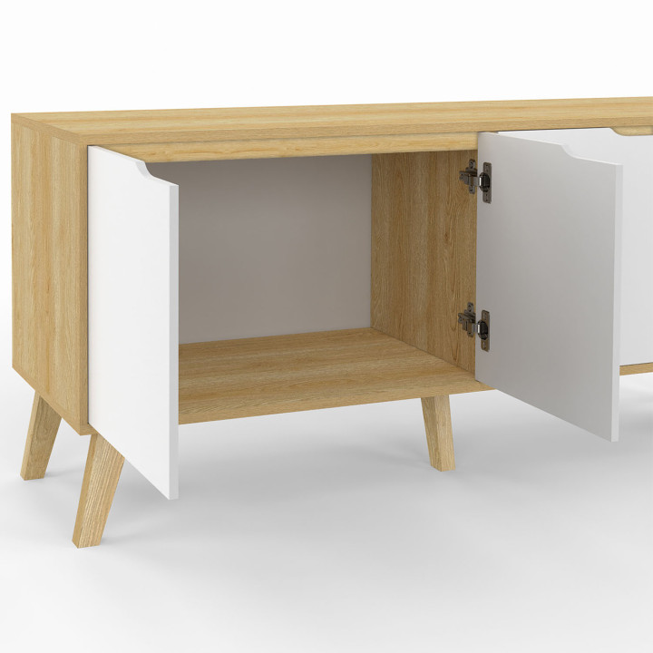 Credenza bassa scandinava con 4 ante bianche - FINN | Zen Cart! IDMarket