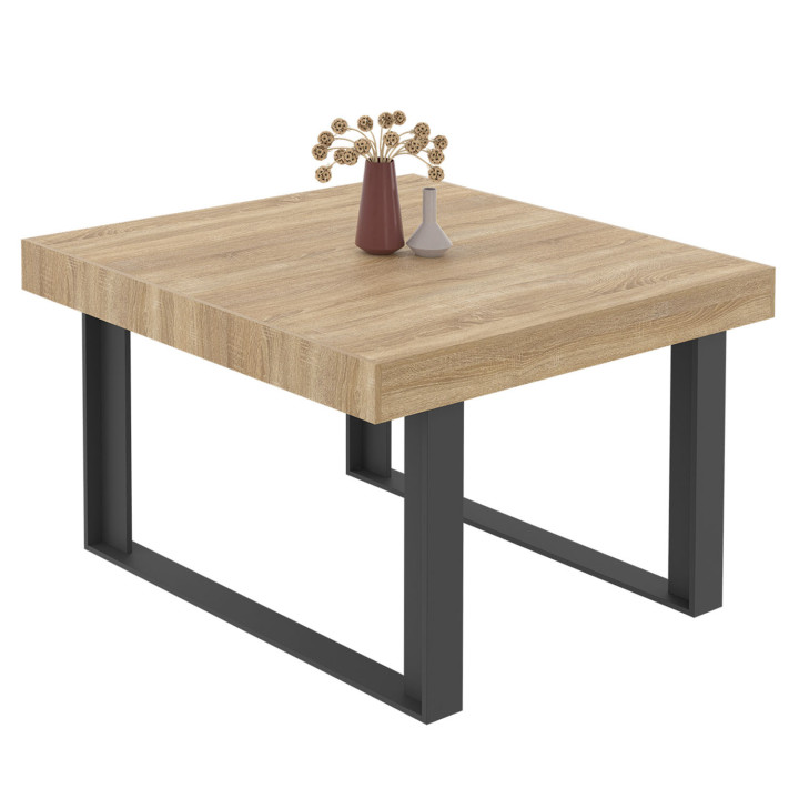Tavolo da pranzo quadrato 6 persone in legno e nero - PHOENIX | IDMarket