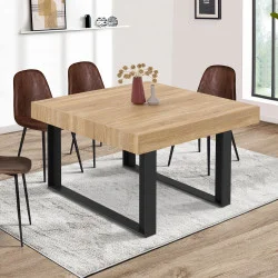 Tavolo da pranzo quadrato 6 persone in legno e nero - PHOENIX | IDMarket