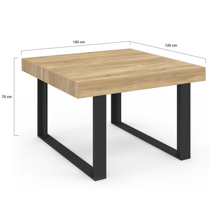 Tavolo da pranzo quadrato 6 persone in legno e nero - PHOENIX | IDMarket