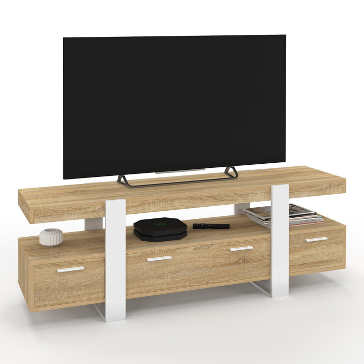 Porta TV 140 cm in legno e bianco con cassetti - PHOENIX | The Art of Living IDMarket