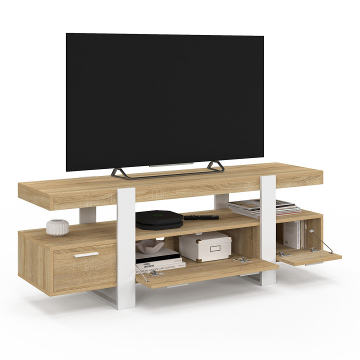 Porta TV 140 cm in legno e bianco con cassetti - PHOENIX | The Art of Living IDMarket