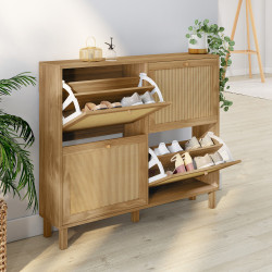 Scarpiera vintage in canna effetto naturale 20 paia 4 ante - HANAE | IDMarket