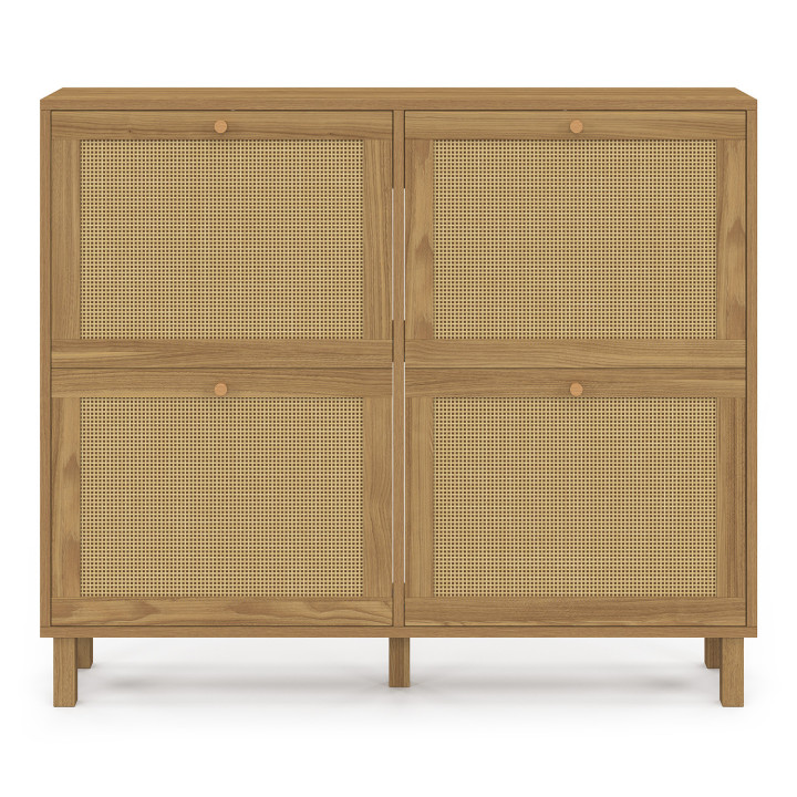 Scarpiera vintage in canna effetto naturale 20 paia 4 ante - HANAE | IDMarket