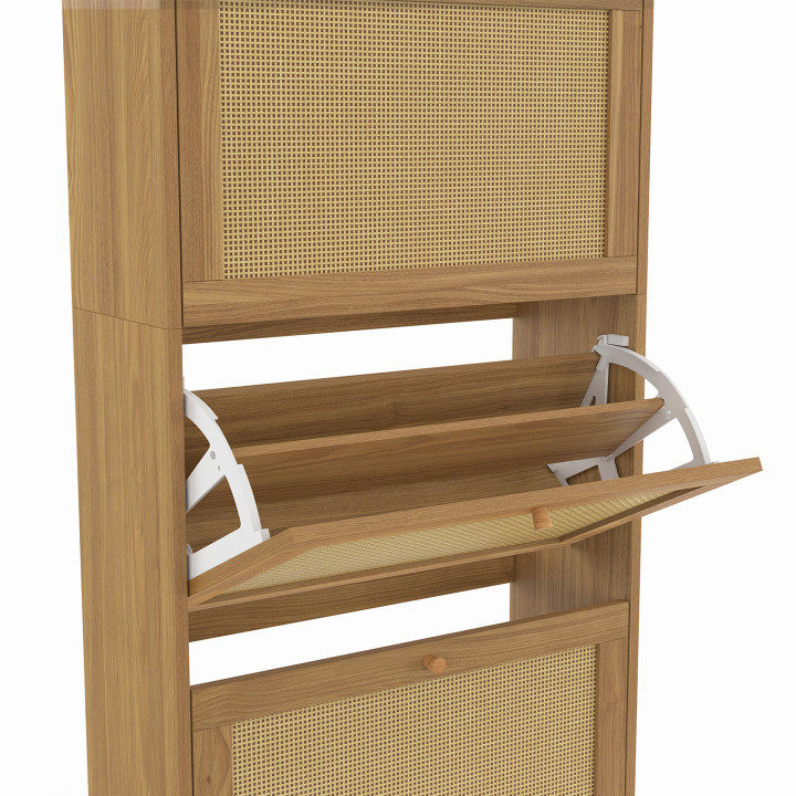 Scarpiera vintage 24 paia 4 ante effetto canna naturale - HANAE | IDMarket