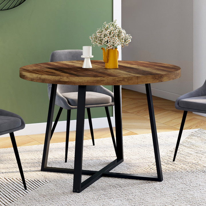 Tavolo da pranzo rotondo in legno scuro per 4 persone - SELMA | IDMarket